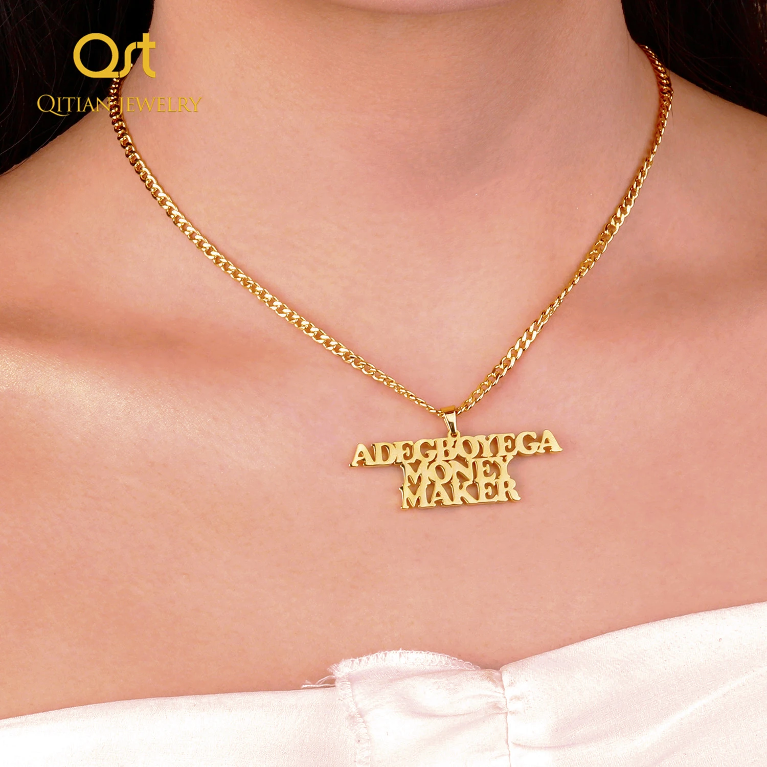 Custom Name Necklace Personalized Jewelry Name Chains With Pendants Stainless Steel Jewelry Gold Necklace For Women Neck Choker