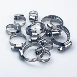 5pcs 6mm-25mm 304Stainless Steel Mini Fuel Line Pipe Hose Clamp Clip Optional Size for Air Hose Water Pipe Fuel Hose Silicone