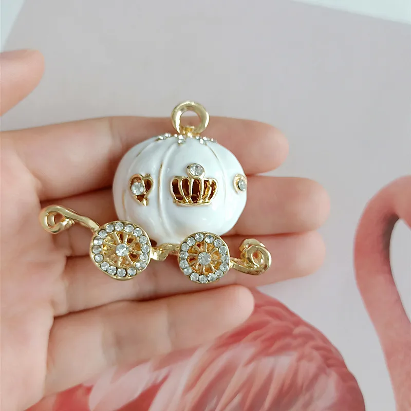 10pcs/lot 41*52mm pumpkin carriage wagon pendant alloy enamel charm DIY accessories of necklace bracelet headdress fitting