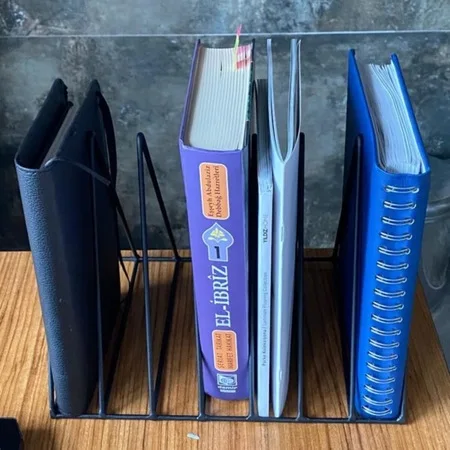 Metal Table Top Book Stand, Newspaper Rack, Dergilik 7 Mesh Grid Shelf WD-43K