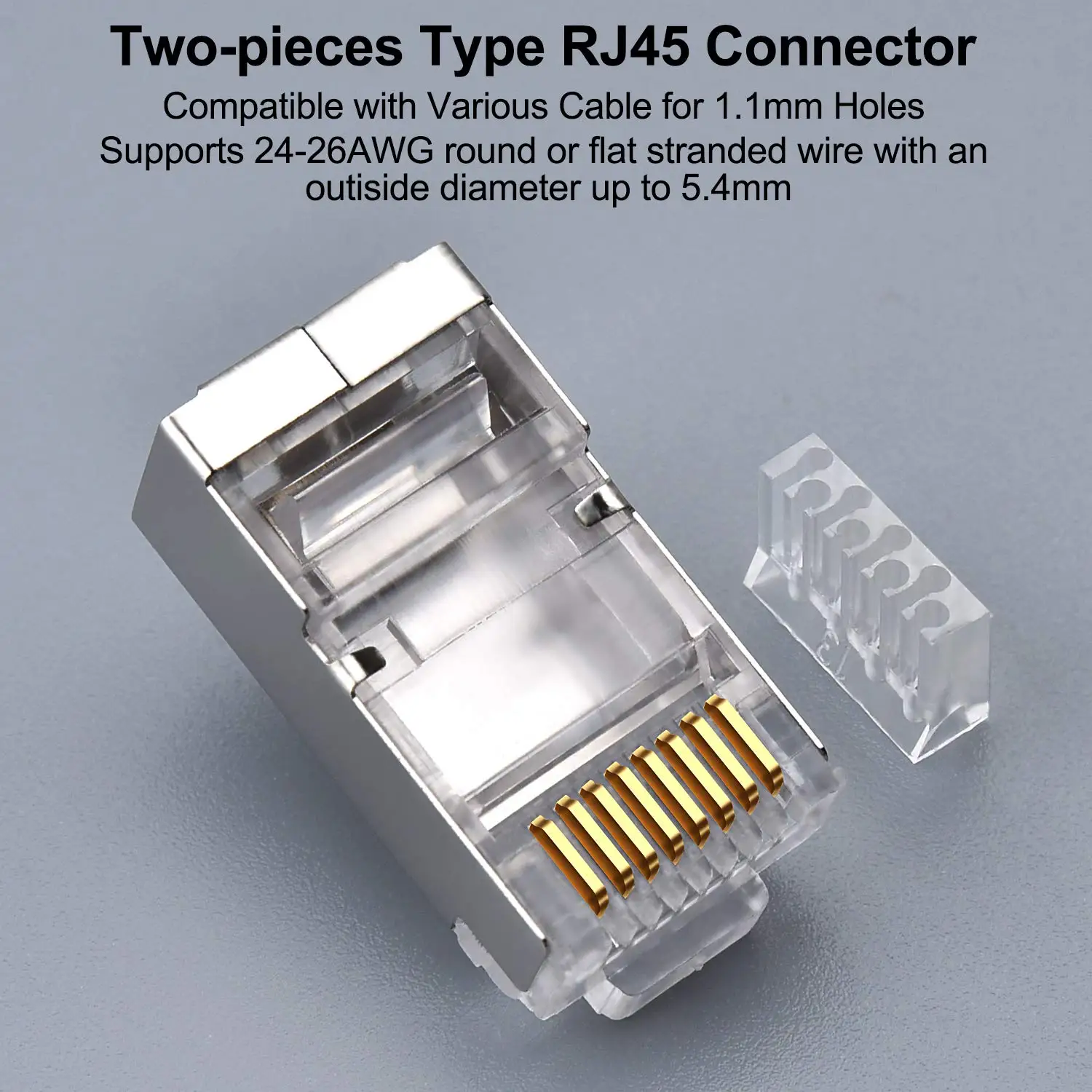 ZoeRax Cat6 RJ45 Connector,Two-Piece Design Modular Network Plug Connector 8P8C for Network RJ 45 Crimper Connectors