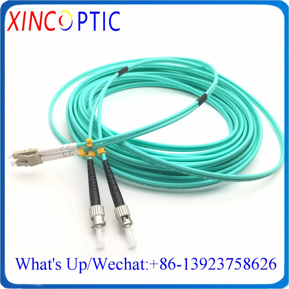 ST-LC OM3 DX 5M Fiber Patch Cord,ST/UPC-LC/PC MM(OM3-150),DX,3.0mm,1/2/3/5M,Aqua LSZH Jacket,Fiber Optic Patch Cord Jumper Cable