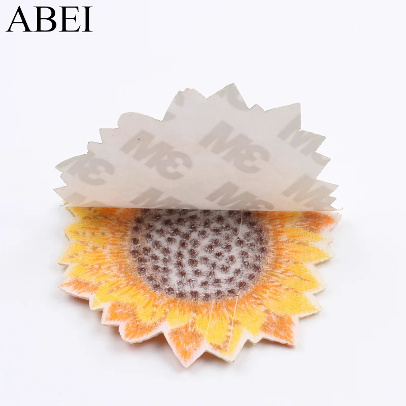 10pcs Auto-Adesivo Girasole Adesivi Per Scrapbooking FAI DA TE Carte Fatte A Mano Decorazione Del Fiore Del Ricamo Toppe E Stemmi Cucire Su Appliques