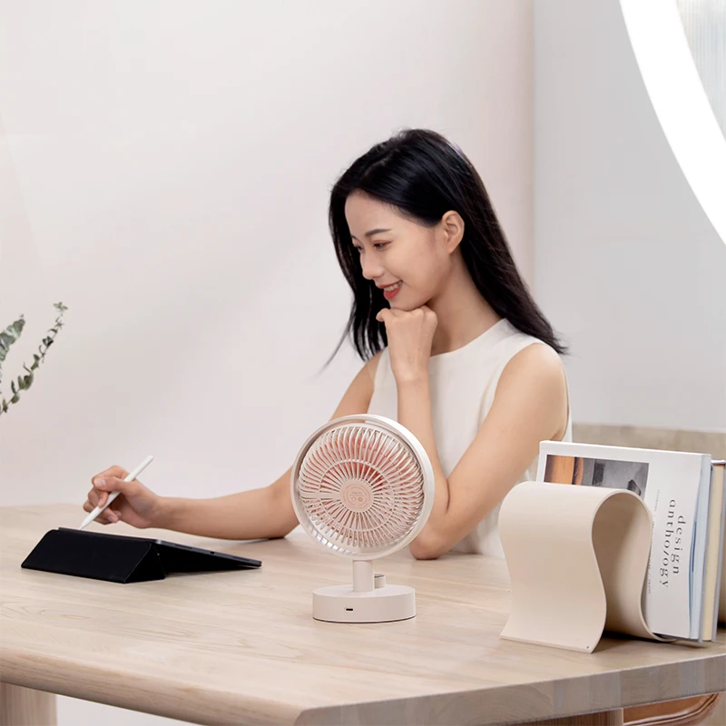 Mi Desktop Electric Fan Shaking Head Intelligent Digital Display Home Mini Cooling Fan Type-C Chargeable Portable Low Noise Fan