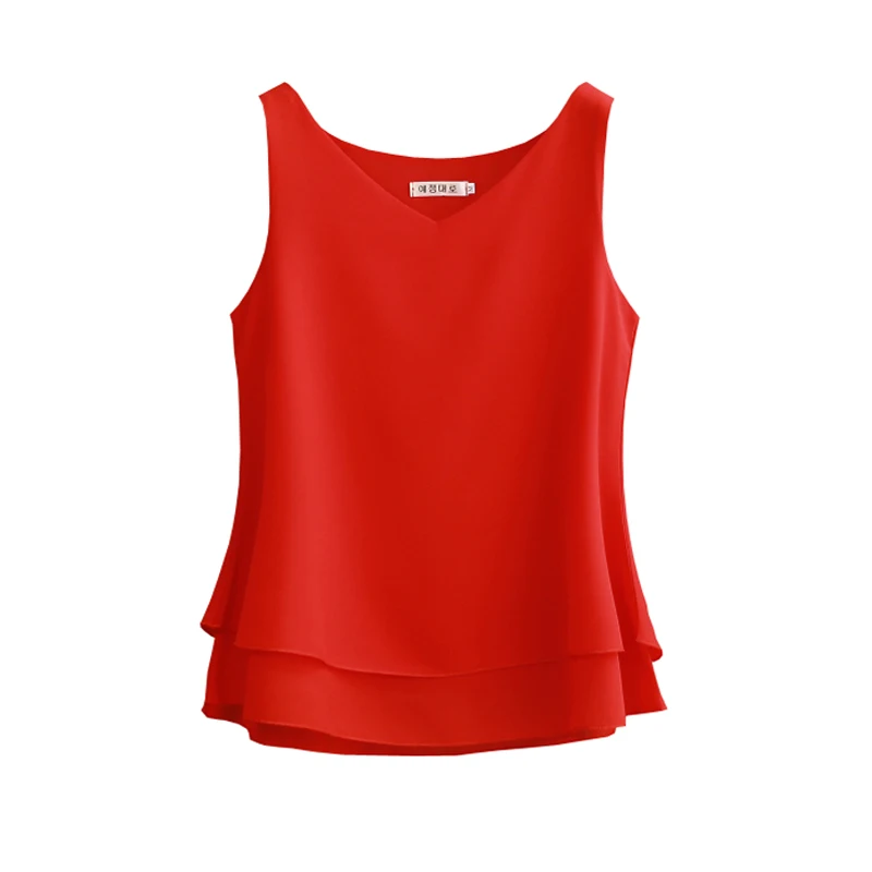 2022 camicette da donna di nuova moda camicia estiva senza maniche in Chiffon camicetta Casual con scollo a v solido camicetta oversize femminile