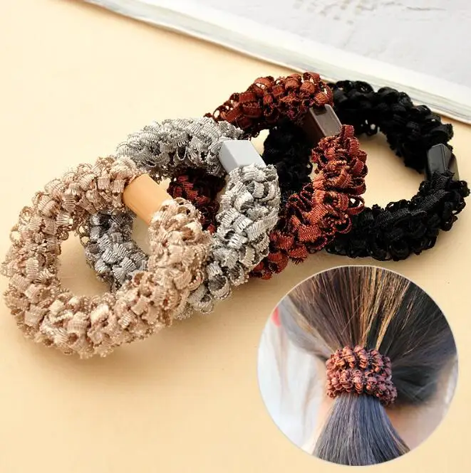 

400Pcs/Lot DIY Simple Multi Fabrics Overstriking Rubber Band Elasticity Popcorn Hair Rings Styling Tool Accessory HA1681