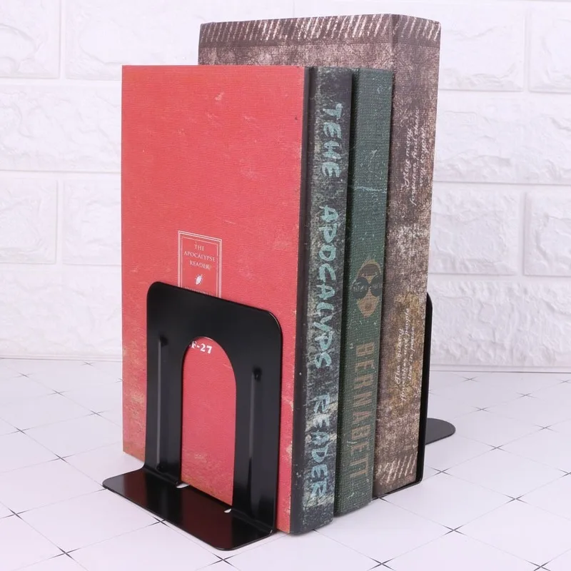 Sunshine Simple Style Metal Bookends Iron Support Holder Nonskid Desk Stands for Books