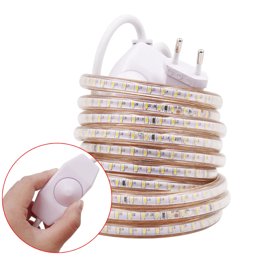 

220v 230v 240v LED Strip Rope Light 3014 120LEDs/m Dimmable Flex LED Tape Waterproof Home Decoration White 1m 10m 20m 50m 100m