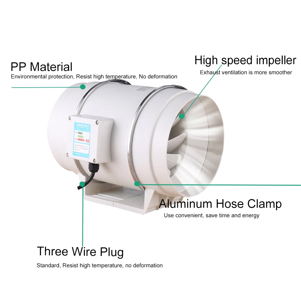 BEYLSION 4/5/6 /8 Inch 220V 110V Inline Duct Ventilation Fan Vent Blower For Grow Room Box Indoor Hydroponics Tent Greenhouses