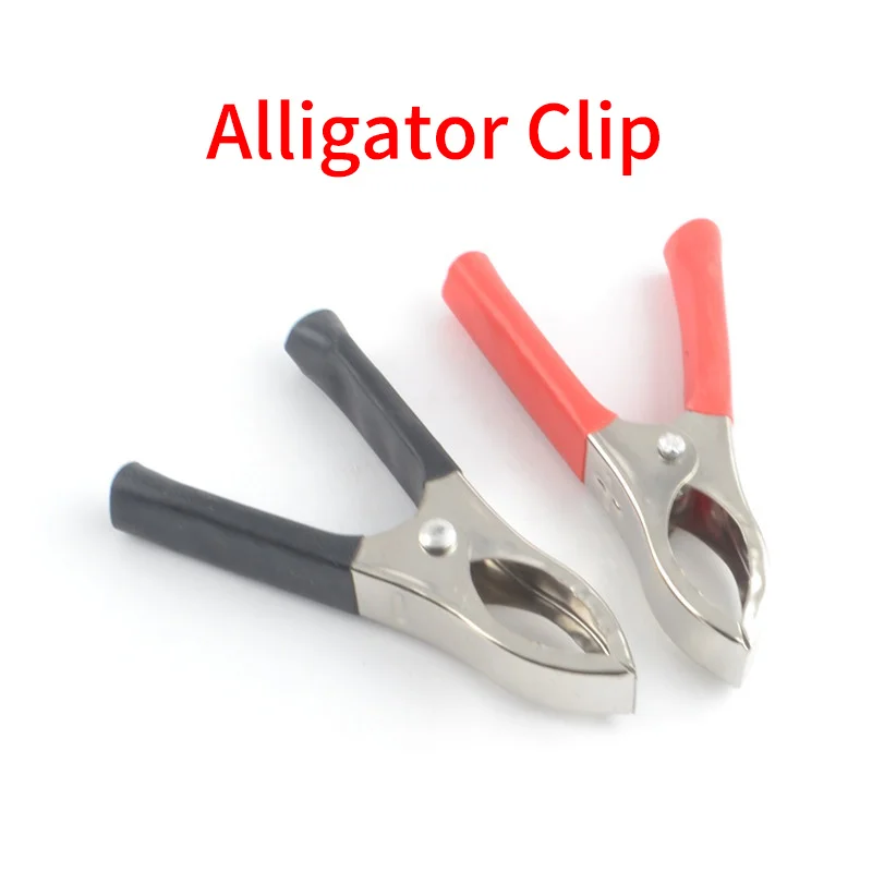 

Red Black Car Battery Test Lead Clip Crocodile Alligator Clamps 30A 68mm Alligator Clip Handle Cable Lead Testing Battery Test