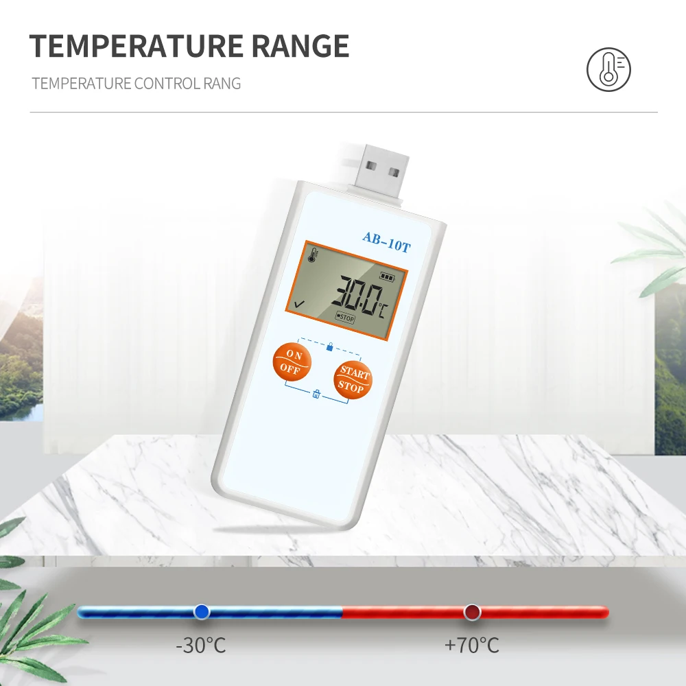 Enregistreur AB-10T de données de température d'USB d'enregistreur de température imperméable 20 ℃-/+ 40 ℃