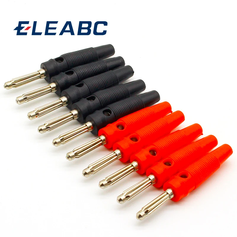 5Pair/10Pcs Red and Black 4mm Solderless Side Stackable Banana Plug Connector Copper