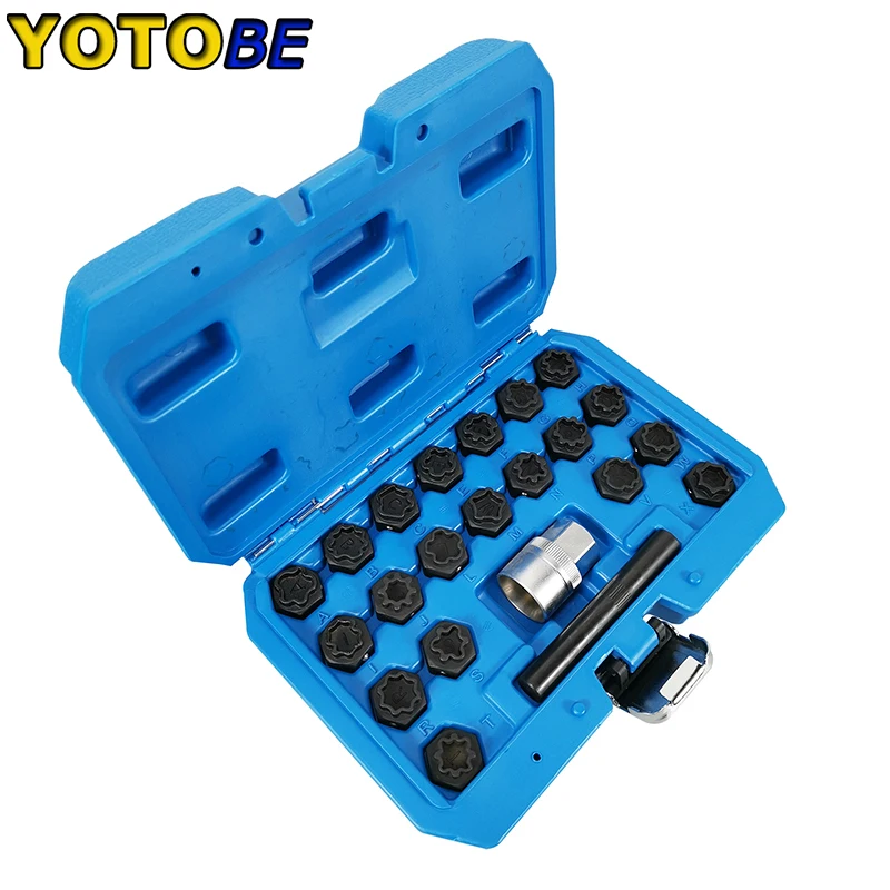 22PCS Wheel Lock Lug Nut Key Anti-theft Tool Socket Remover Set Kit For Audi