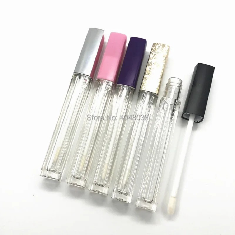 Empty Lip Gloss Tubes 10Pcs 30Pcs 50pcs 4.5ML Pink Black Gold Purple Square Lipgloss Packaging Plastic Lip Gloss Tubes with Wand