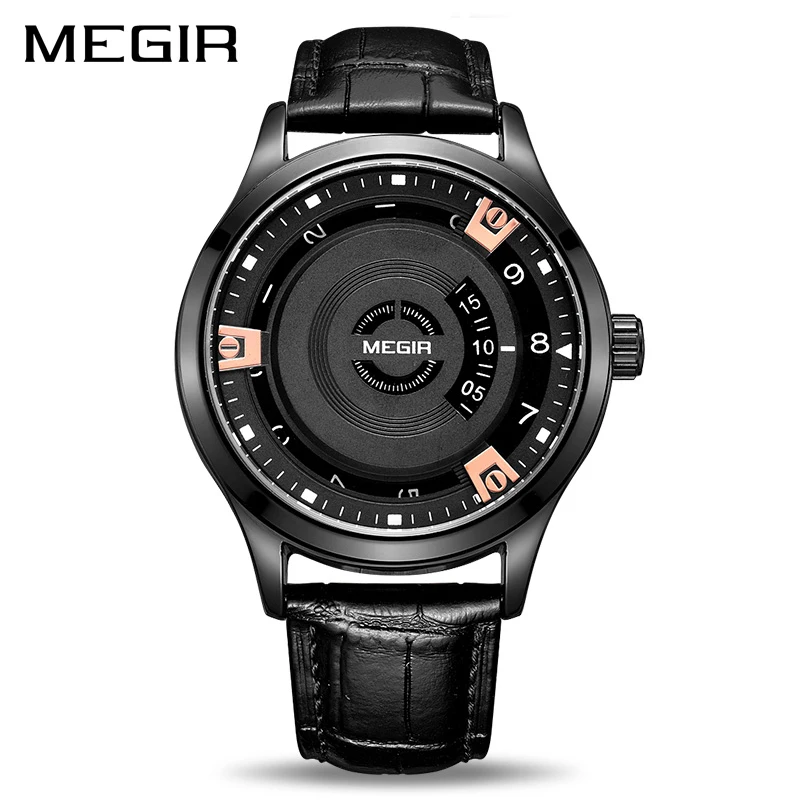 

MEGIR New Men Watch Top Brand Luxury Leather Engraved Dial Military Watches Clock Male Erkek Kol Saati Relogios 1067