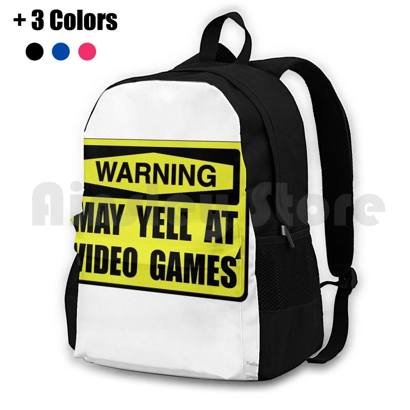 Warning Yell At Video Games Outdoor Hiking Backpack Riding Climbing Sports Bag Warning Funny Humorous Video Game Gamer Yell Fan