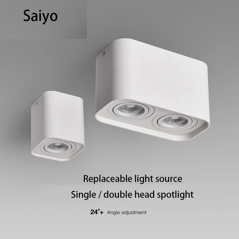 

Saiyo LED Spotlights Surface Mounted Adjustable downlights GU10 MR16 LED Bulb for indoor kitchen Living Room Ceiling lamp