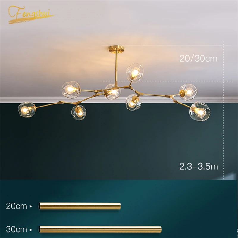 Nordic Glass LED Chandeliers Modern Indoor Ceiling Chandeliers Living Room Deco Lighting Lustre Home Fixtures Loft Hanging Lamps