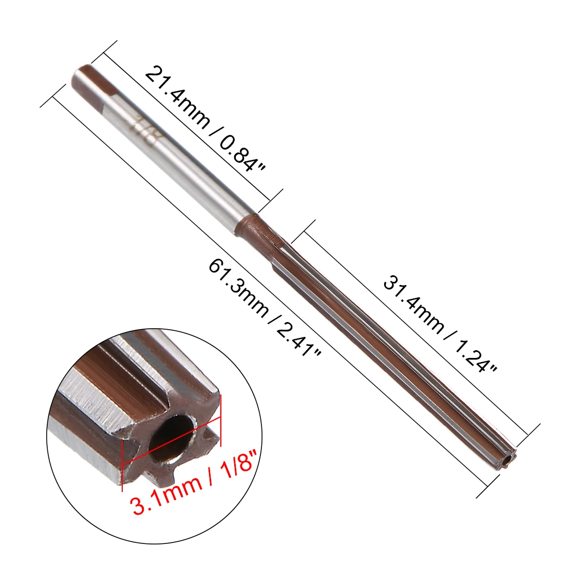 uxcell Hand Reamer HSS H7 6 Straight Flutes Milling Cutter Tool