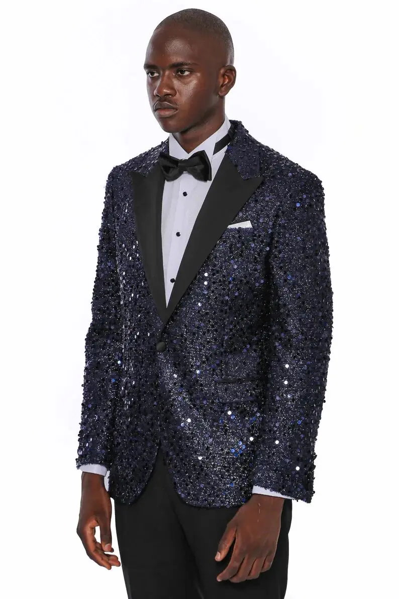 Fashion Mens Suits Tweed Sequin Blinders Suit 2 Piece Authentic Tailored Fit Classic Vintage Wedding Tuxedos