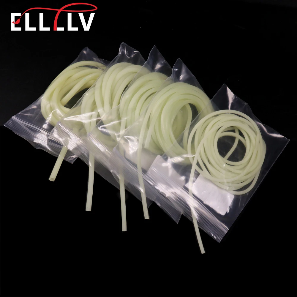 2m/bag 5 sizes Saltwater Fishing Sabiki Rig Protection Tube Soft Rubber White Luminous Green Sleeve High Brightness & Long Lumo