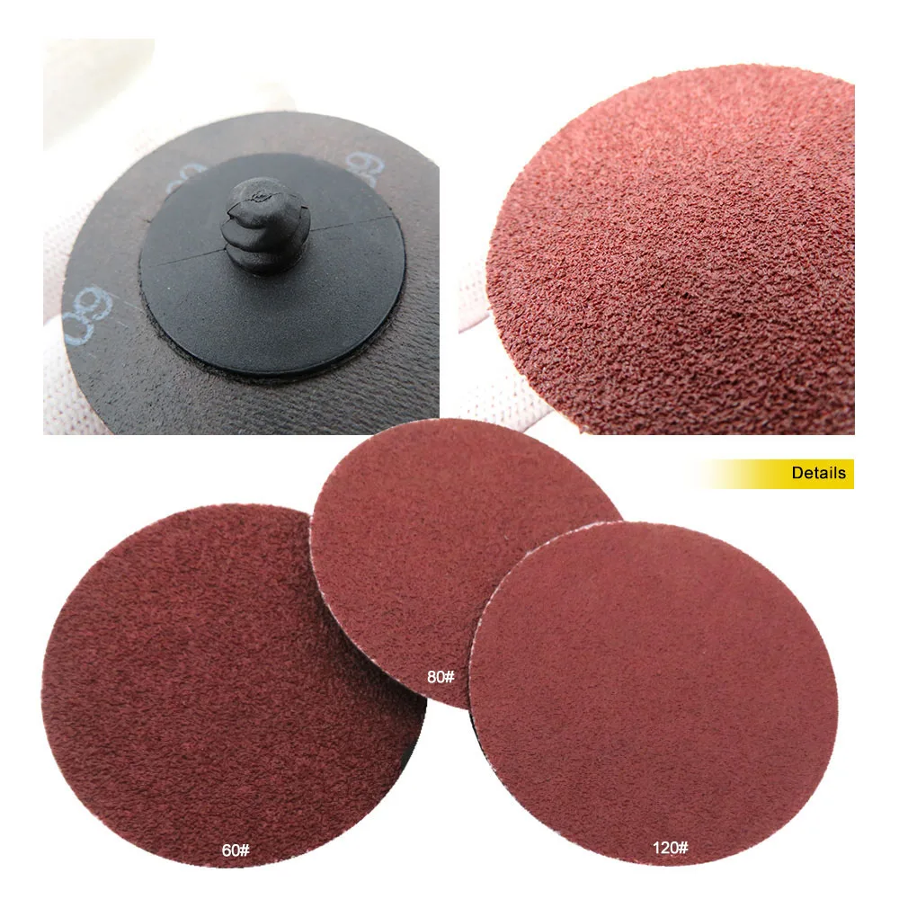 10pcs Rotary Lock Button Wheel Sanding Disc 2 Inch 50mm Red Sandpaper For Grinding And Polishing Abrasives Tools