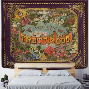 Retro ภาพประกอบ Tapestry แขวนผนังสไตล์โบฮีเมียน Hippie กำมะหยี่ Tapiz ศิลปะสุนทรียศาสตร์ห้องนั่งเล่นตกแต่งบ้าน