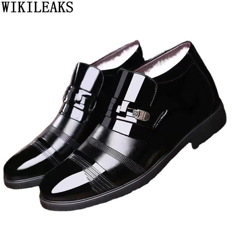 Brown Formal Ankle Boots Man Winter Shoes Men Casual Business Shoes Man Patent Leather Black Mens Dress Boots Chelsea Boots Men