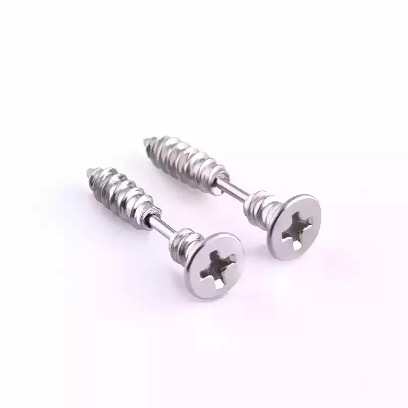 Stainless Steel Screw Stud Earrings Vacuum Plating Fashion Earrings