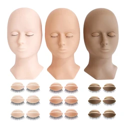 3 Colors Practice Grafted Eyelash Extension Training Mannequin Head Silicone Replacement Eyelids Model Eye Lash Extension Tool