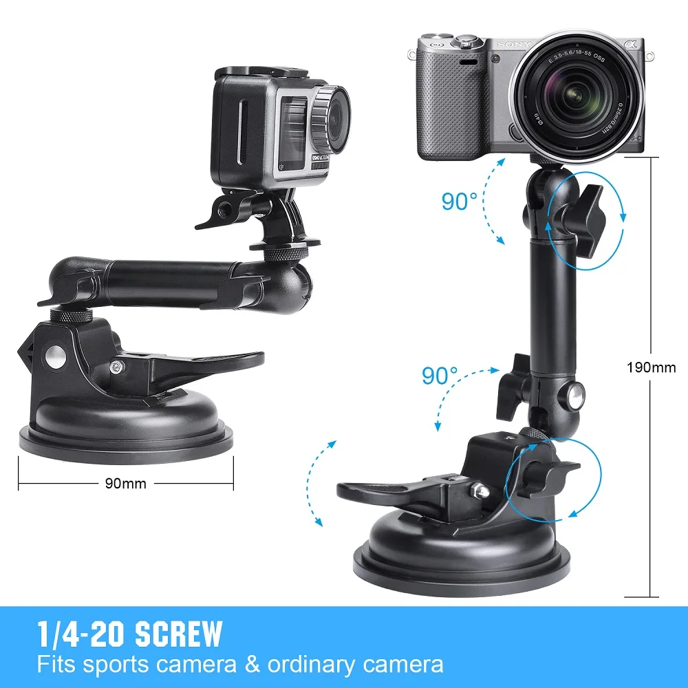 Camera Hành Động Smartphone Hút Đua Buồng Lái Xe Hơi Mount Chuyển Động Xe Windshied Hood Tầng Thượng Giá Đỡ Cho GoPro Điện Thoại Sony