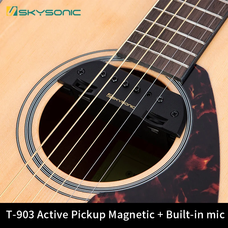 Skysonic T-903 Akoestische Gitaar Pickup Actieve Klankgat Pickup Magnetische + Ingebouwde Microfoon Dual Pickup Systemen