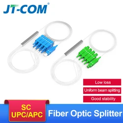 Splitter ottico SC APC 0.9mm 1X8 FTTH Splitter a fibra ottica SC UPC PLC FBT accoppiatore ottico monomodale tubo d'acciaio Simplex PVC