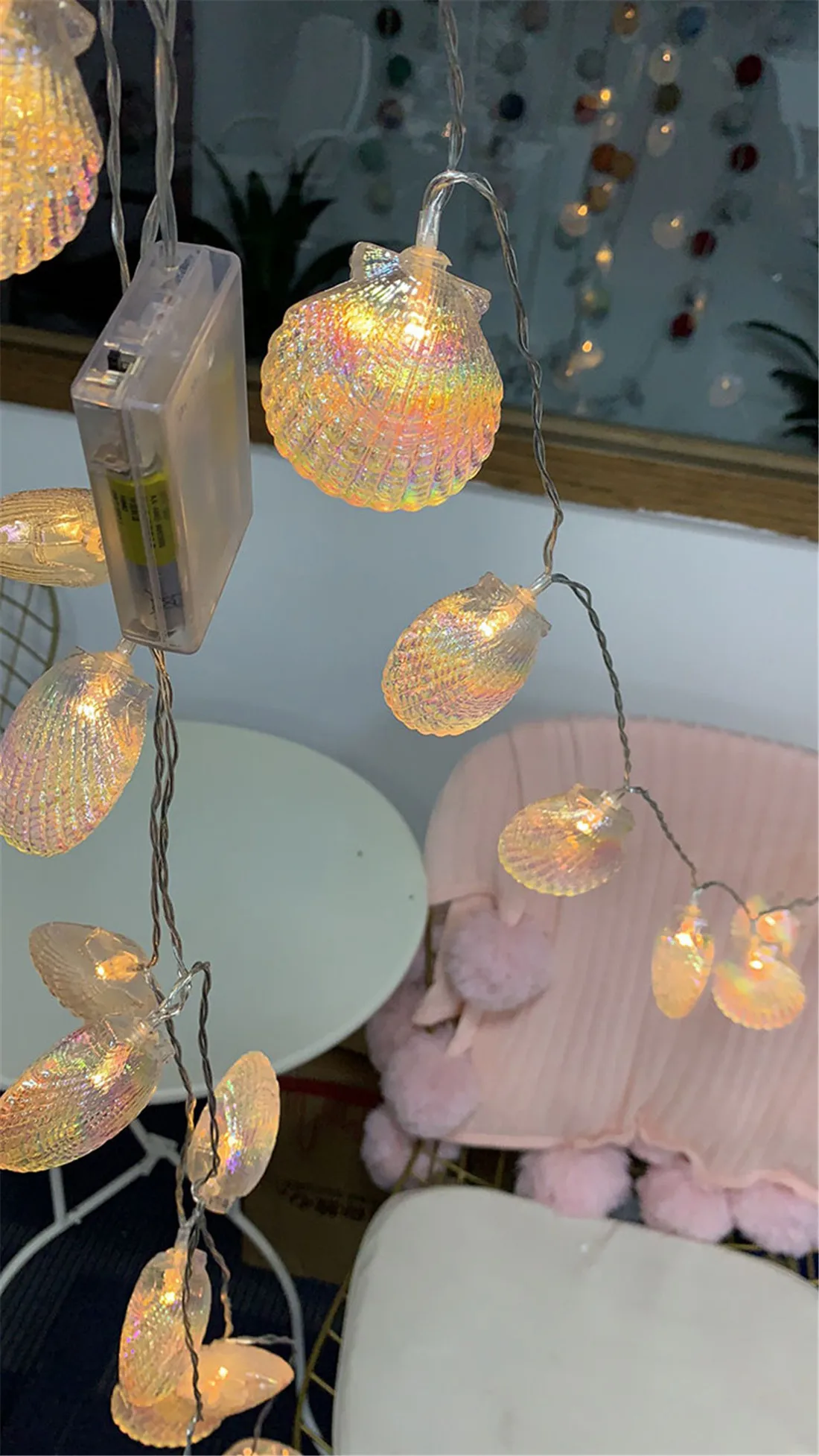 Seashell String Lights for Holiday Decoration Battery Powered Shell Fairy Lights for Terrace Garden Party Christmas Tree Decor