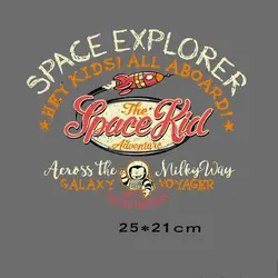 25x21cm Fashion spacecraft Iron on Patches For DIY Heat Transfer Clothes T-shirt Thermal transfer stickers Decoration Printing