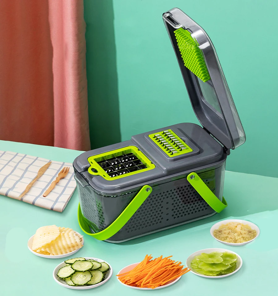 Outil Préparation Repas Coupe-Fruits Multifonction Lasuroa - Trancheuse Banane Concombre Œufs - ABS Inox - Pratique Cuisine Jaune Préparation Repas Facile