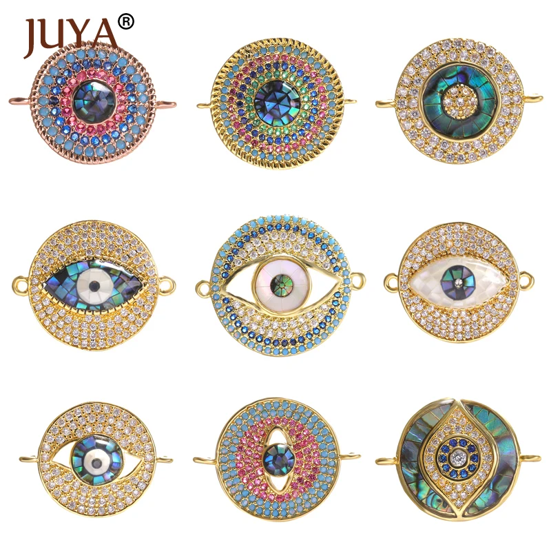 4 pçs/lote maus olhos conectores cz abalone sheell pingentes para diy mulher pulseira colar acessórios jóias fazendo suprimentos