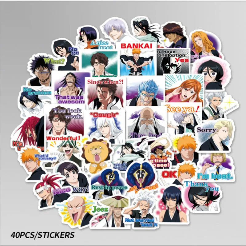 10/40 Buah Grim Reaper Jepang Anime Graffiti Stiker Bleach Manga Stiker Laptop Diy Mainan Anak-anak Pvc Travel Decal Dekorasi Stiker