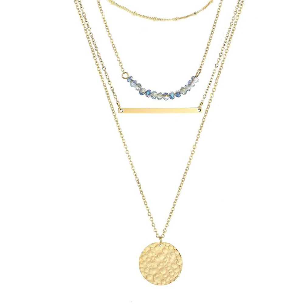Vintage Geometric 2020 Colorful Beads Necklaces For Women Multilevel Gold-plate Female Boho Sequins Pendant Necklace Jewelry image 6