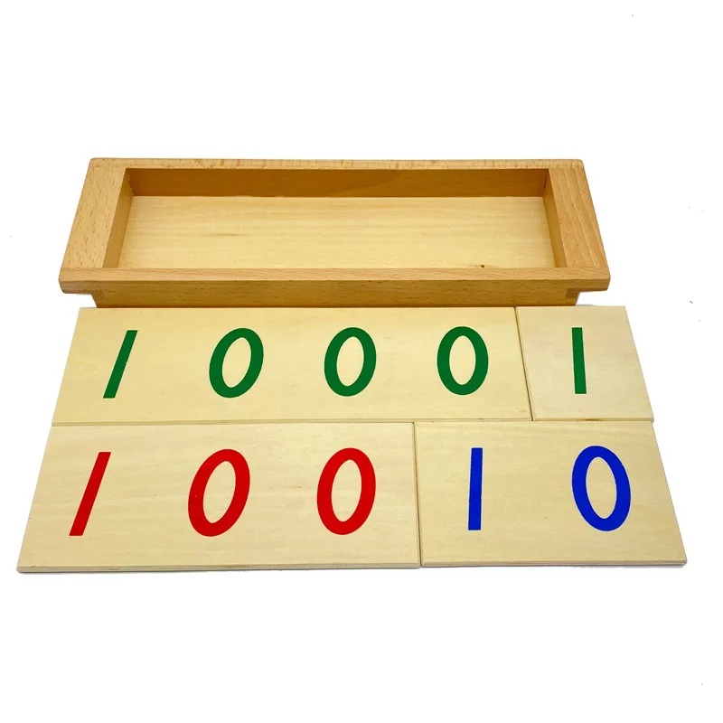 Treeyear Montessori Math Materiaal Houten Aantal Kaarten 1-1000 Met Doos Tellen Aantal Bank Game Kinderen Vroege Ontwikkeling Speelgoed