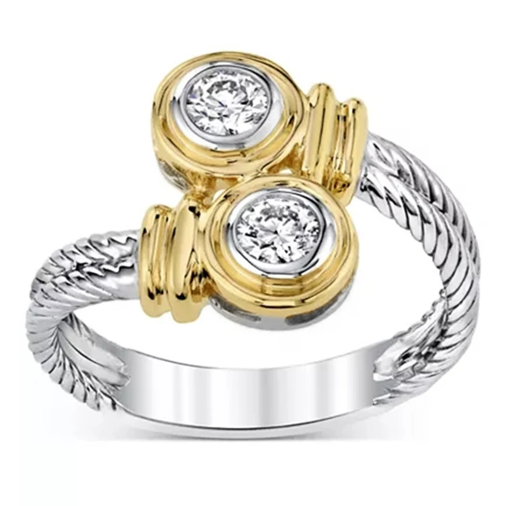 Huitan Neue Ankunft Interlaced Ring mit Zipper Design Band Vielseitig Frauen Finger Ring Stilvolle Jahrestag Ringe Frauen Schmuck