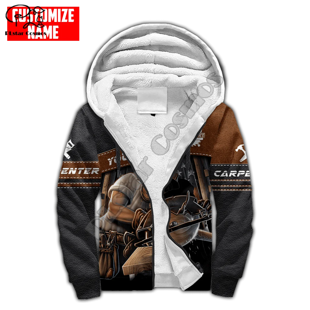 PLstar Cosmos Carpenter Worker 3D Print Fashion Winter Clothing Casual Warm Hood Thick Coat Zipper Man Fleece Hoodies Jacket C34