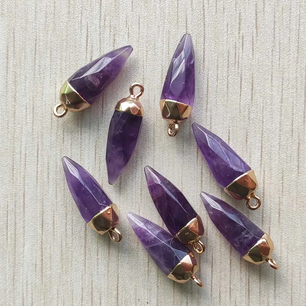 

Natural amethysts stone faceted drop shape pendants for diy jewelry Accessories making 8pcs/Lot Wholesale free shipping