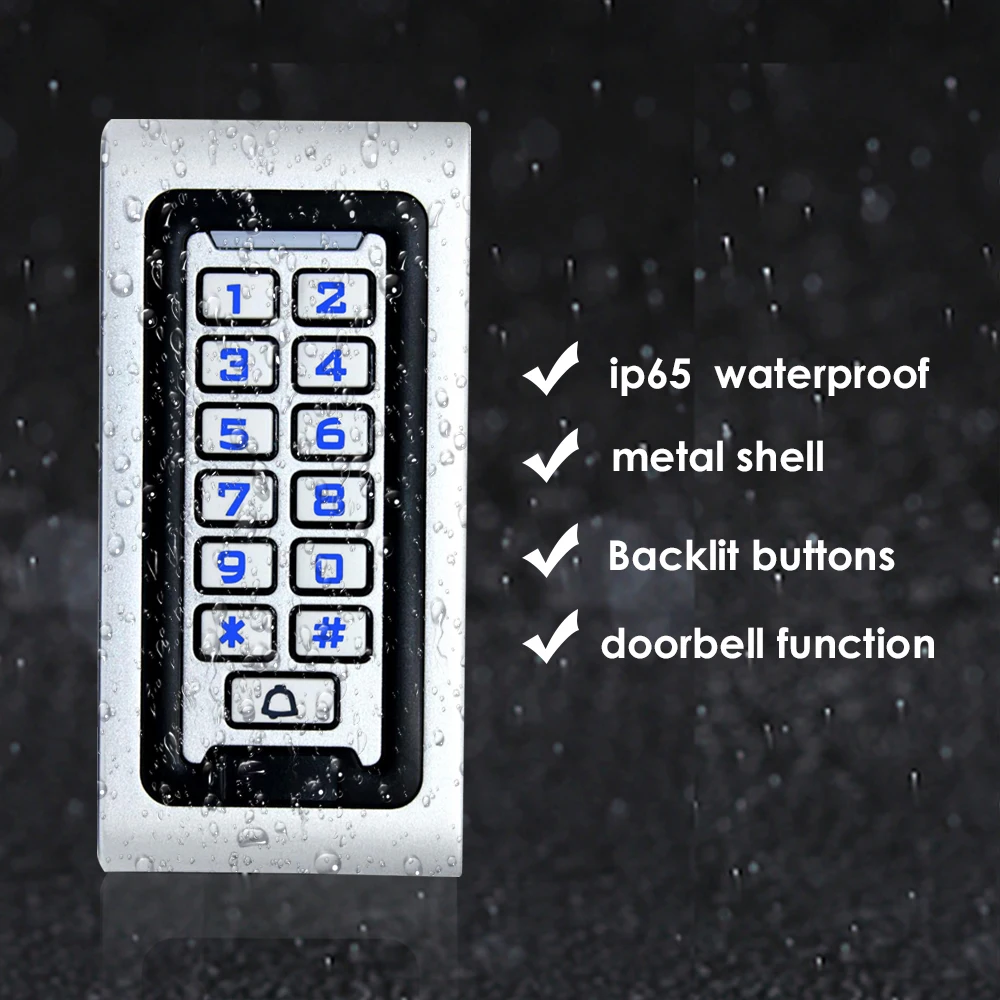 IP67 Waterproof RFID Metal Access Control Kit All-in-one Silicone Key Magnetic Locks Sets 125KHz Access Control System S601 Kits