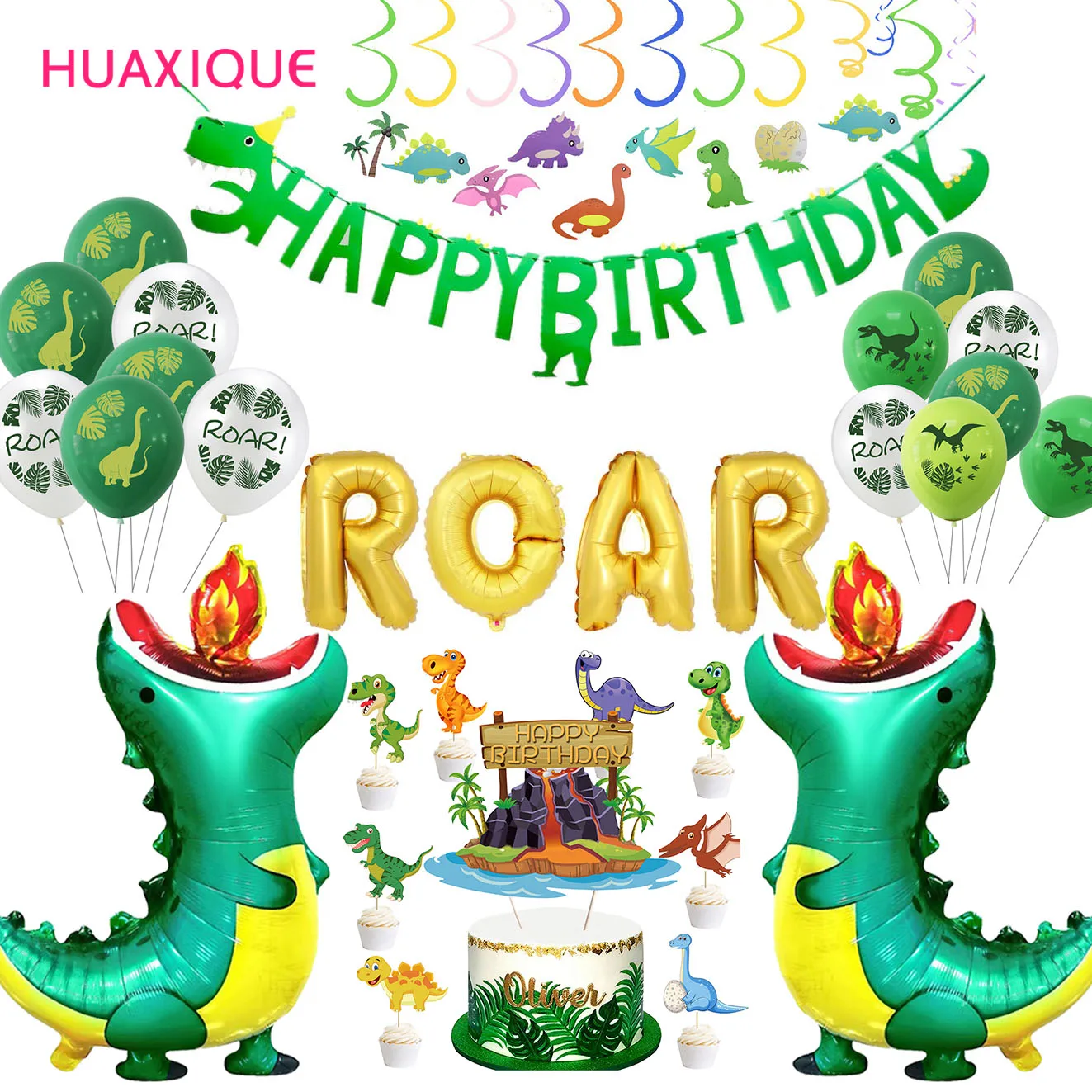 

Dinosaur Party Decorations Dragon Balloons Cake Topper Birthday Banner Jungle Birthday Party Decor Supplies Kids Favors