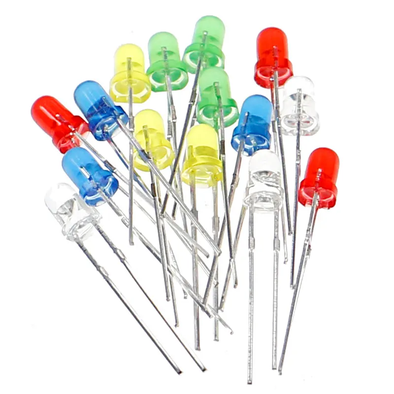 100pcs 3mm LED Diode Assorted Kit White Green Red Blue Yellow Orange Pink Purple Warm white DIY Light Emitting Diode