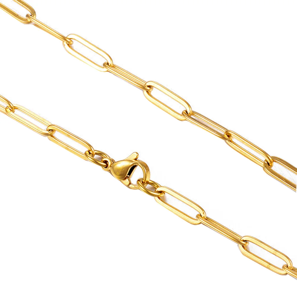 1 Stück, 4 mm breit, Hip-Hop-Edelstahl-Flachkabelkette für Männer und Frauen – Detail 1