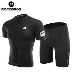 ROCKBROS Cycling Clothes Summer Cycling Jersey Set Men Women Shorts T-shirt MTB Road Bike Breathable Bicycle Equipment Black