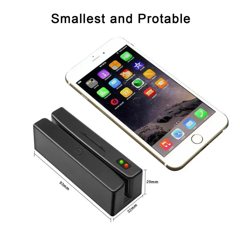 Durable MSR98 USB Mag-Stripe Credit Card Reader 3 All Tracks Hi/Lo Data Collector for POS System, Membership System, Access Cont