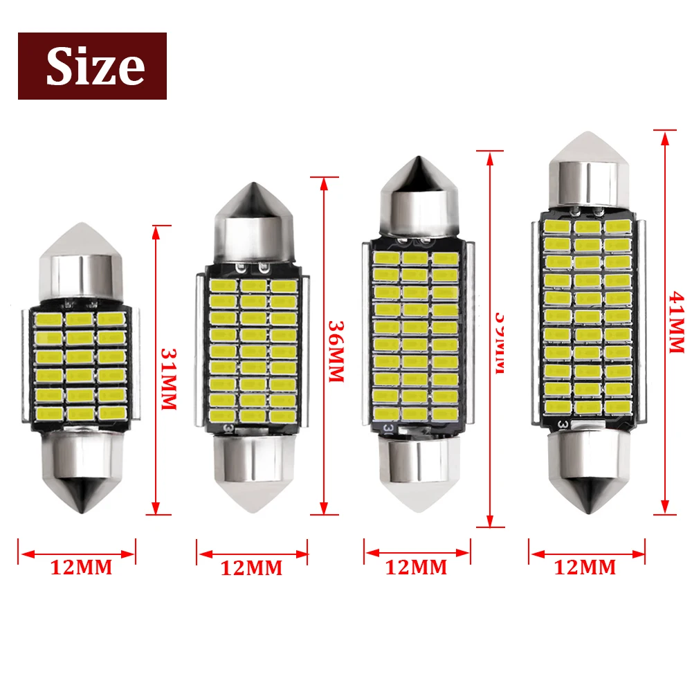 10Pcs/Set C10W LED Light C5W Car Reading Lights 31mm 36mm 39mm 41mm LED Bulb Car License Plate Light Auto Interior Dome Lamp